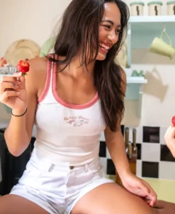 Women Golden Breed Tanks-Aloha Ringer Tank | White