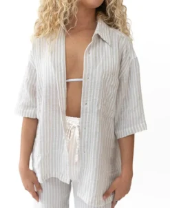 Women Golden Breed Shirts-Bailey Shirt | Off White Stripe