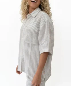 Women Golden Breed Shirts-Bailey Shirt | Off White Stripe