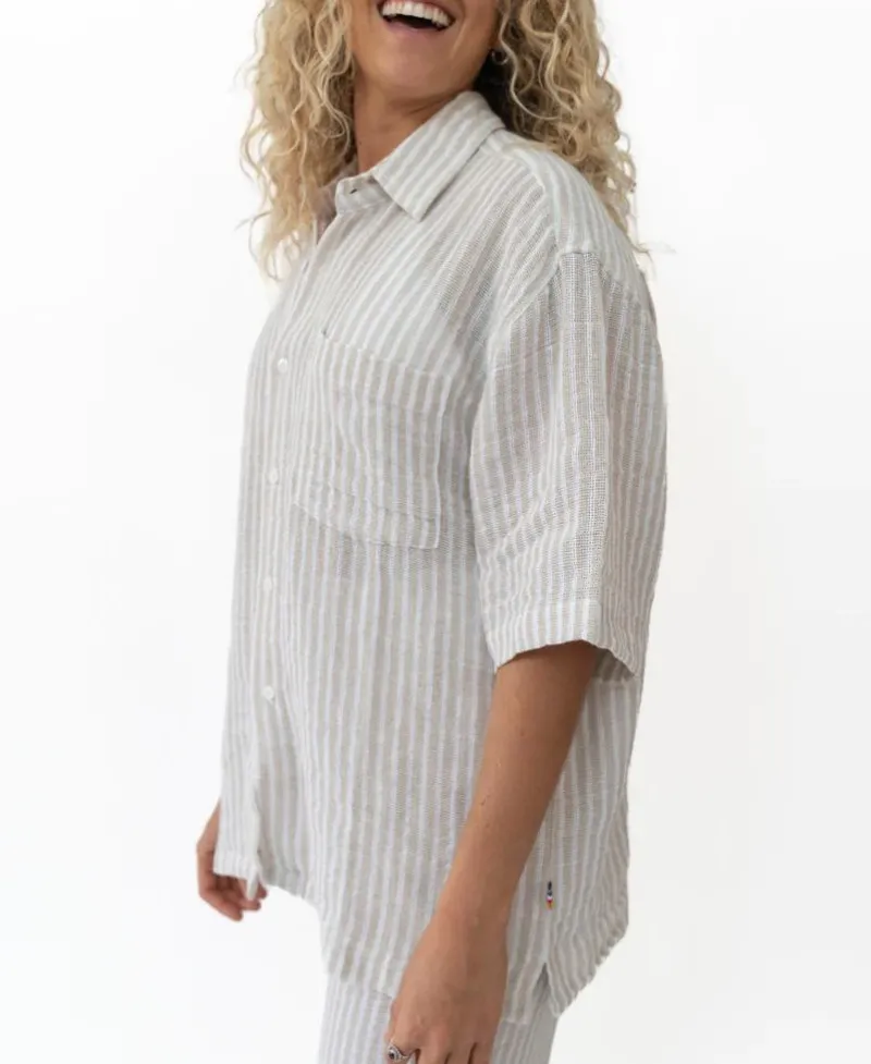 Women Golden Breed Shirts-Bailey Shirt | Off White Stripe