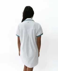 Women Golden Breed Dresses-Bella Terry Dress | White/Azure