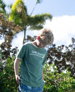 Kids Golden Breed Kids-Boys Retro Ringer Tee | Leaf Green