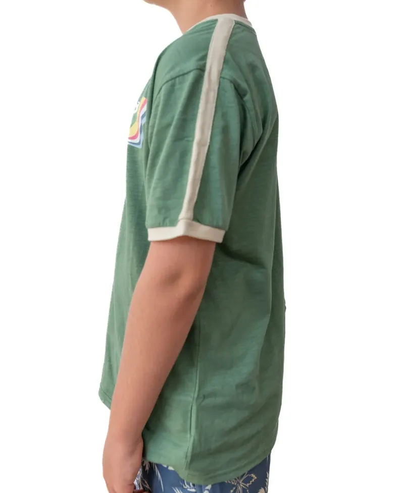Kids Golden Breed Kids-Boys Retro Ringer Tee | Leaf Green
