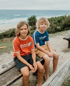 Kids Golden Breed Kids-Boys Retro Ringer Tee | Wash Red