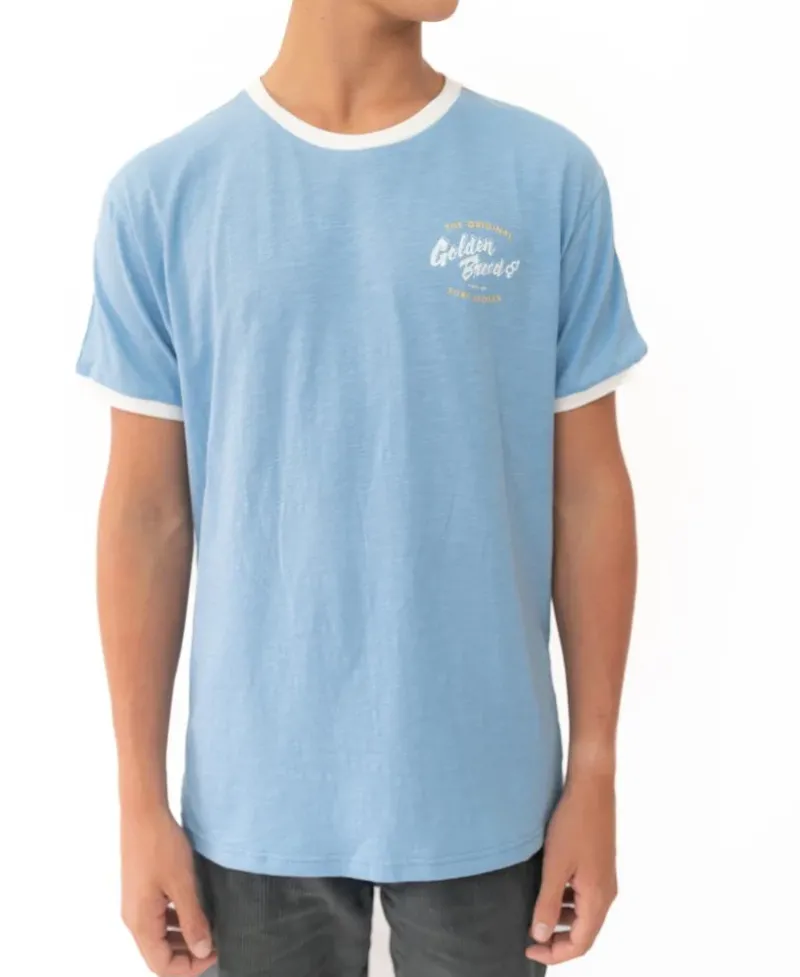 Golden Breed Tees-Break Ringer Tee | Azure Blue