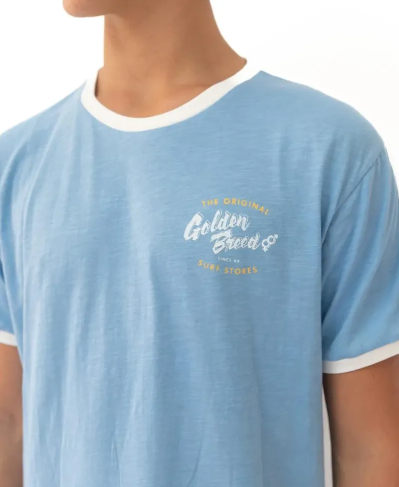 Golden Breed Tees-Break Ringer Tee | Azure Blue