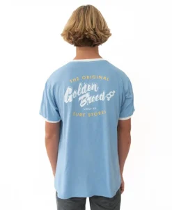 Golden Breed Tees-Break Ringer Tee | Azure Blue