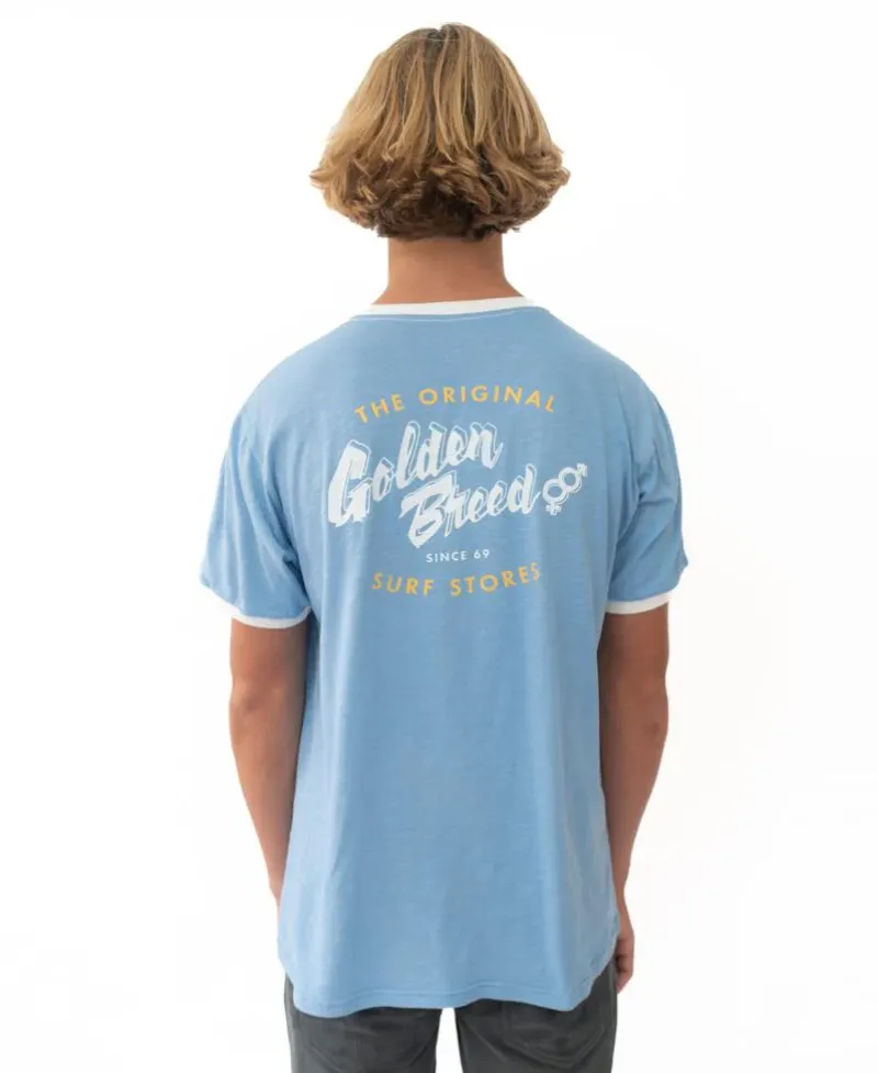 Golden Breed Tees-Break Ringer Tee | Azure Blue