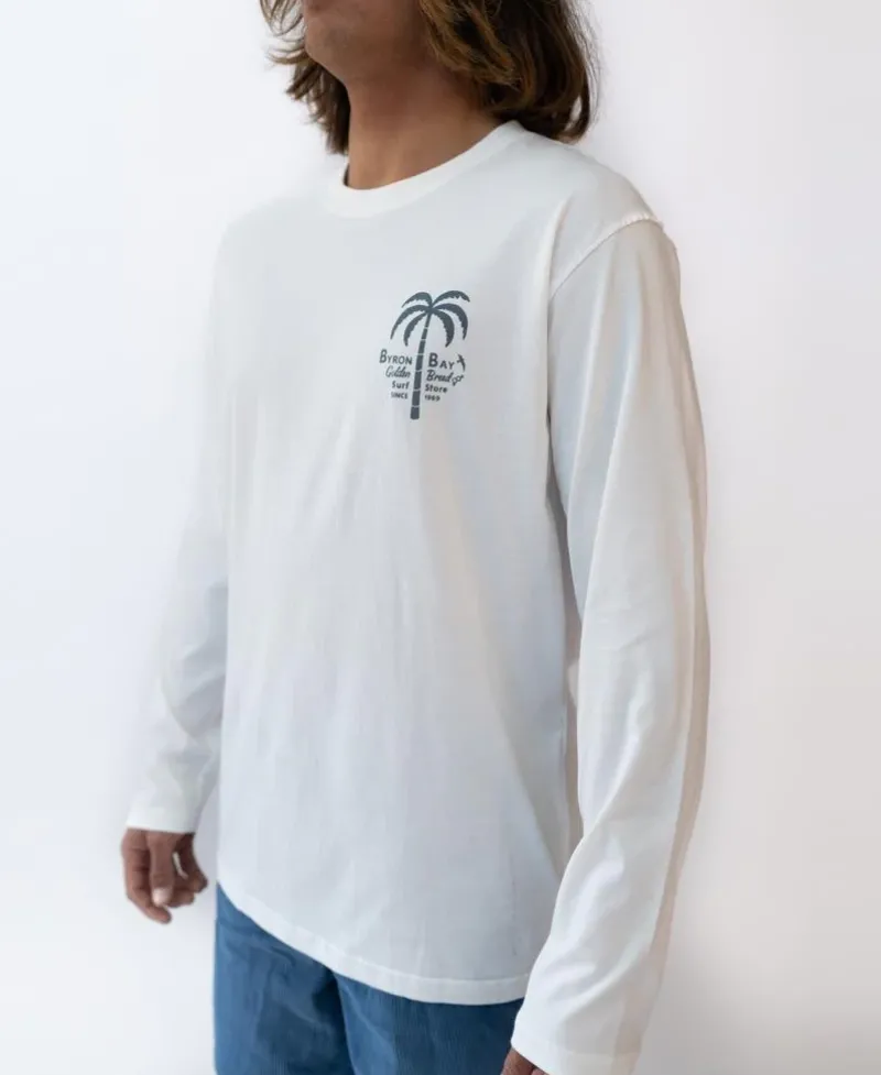 Golden Breed Long Sleeve Tees-Byron LS Palm Loco | Off White