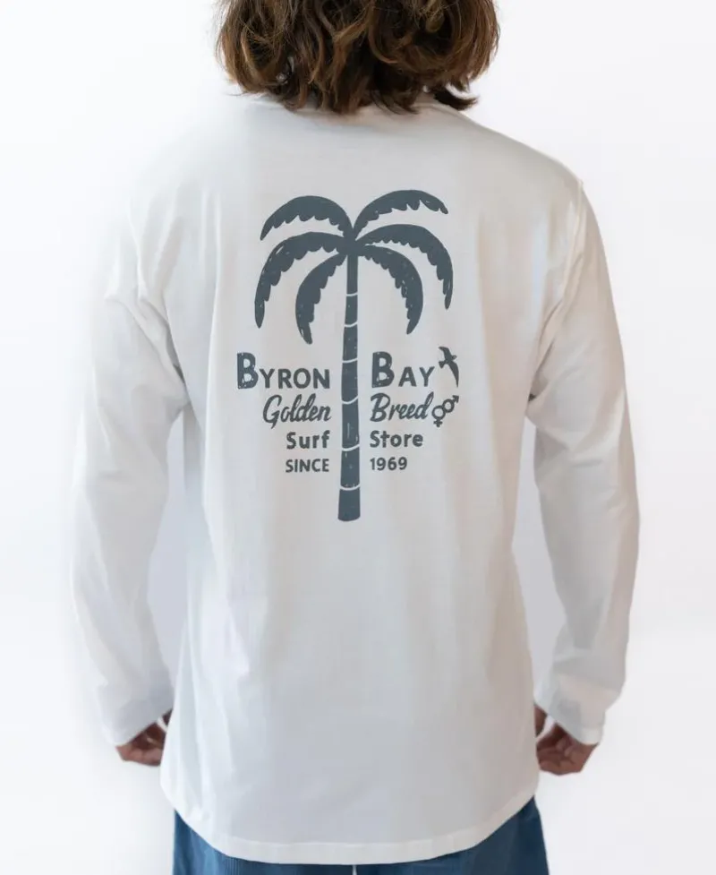 Golden Breed Long Sleeve Tees-Byron LS Palm Loco | Off White