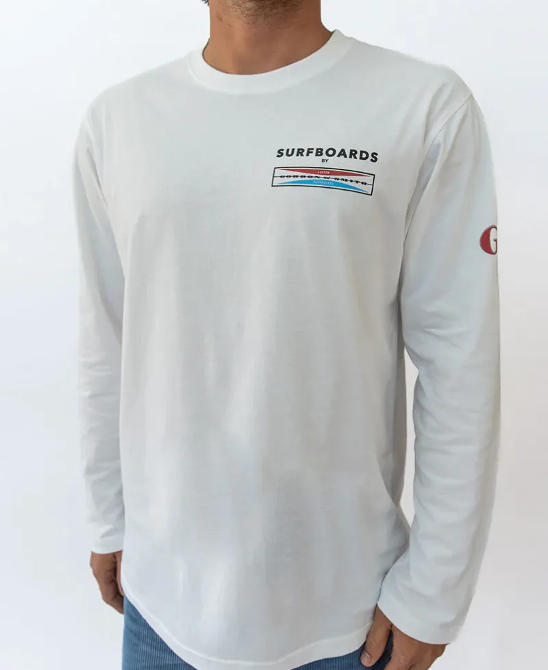 Golden Breed Long Sleeve Tees-G&S Surfboard Comp LS Tee | Off White