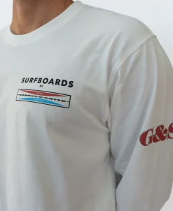 Golden Breed Long Sleeve Tees-G&S Surfboard Comp LS Tee | Off White