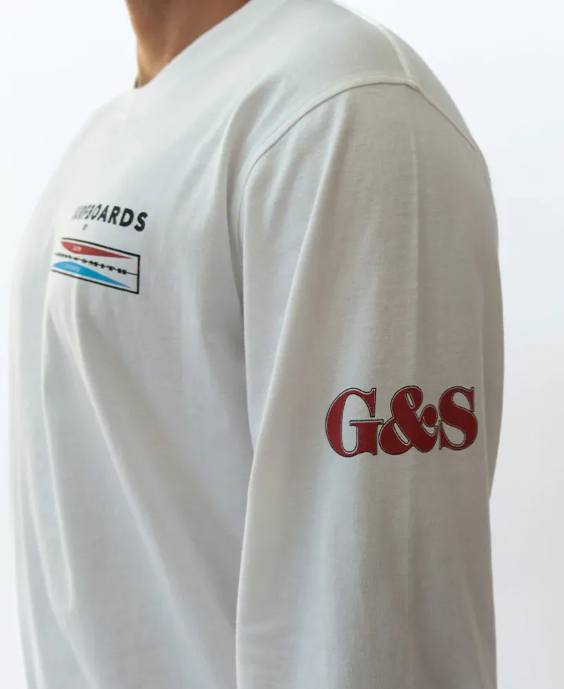 Golden Breed Long Sleeve Tees-G&S Surfboard Comp LS Tee | Off White