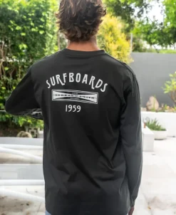 Golden Breed Long Sleeve Tees-G&S Surfboards Comp LS Tee | Wash Black