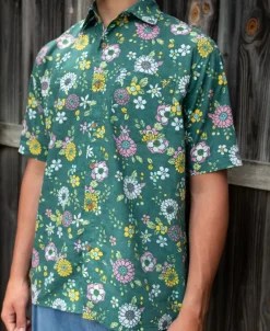 Golden Breed Hawaiian Shirts|Shirts-Happy Floral | Ivy Green
