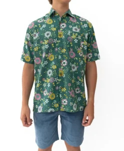 Golden Breed Hawaiian Shirts|Shirts-Happy Floral | Ivy Green