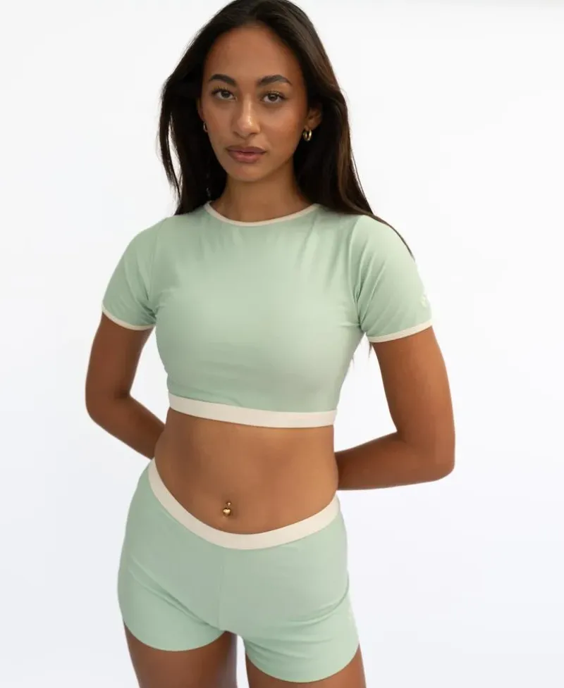 Women Golden Breed Swim-Indie Crop Tee Retro | Moss / Off White