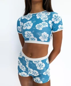 Women Golden Breed Swim-Jo Jo Short | Hibiscus Azure / Off White