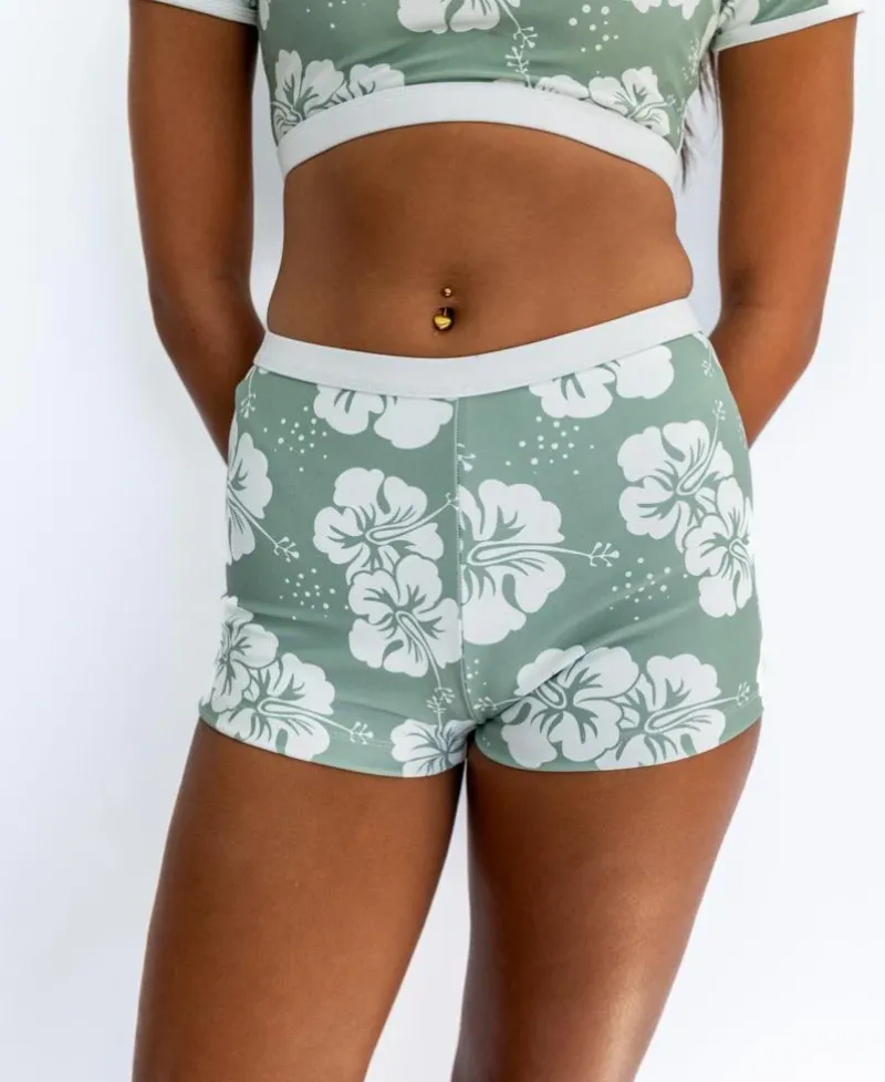 Women Golden Breed Swim-Jo Jo Short | Hibiscus Moss / Off White