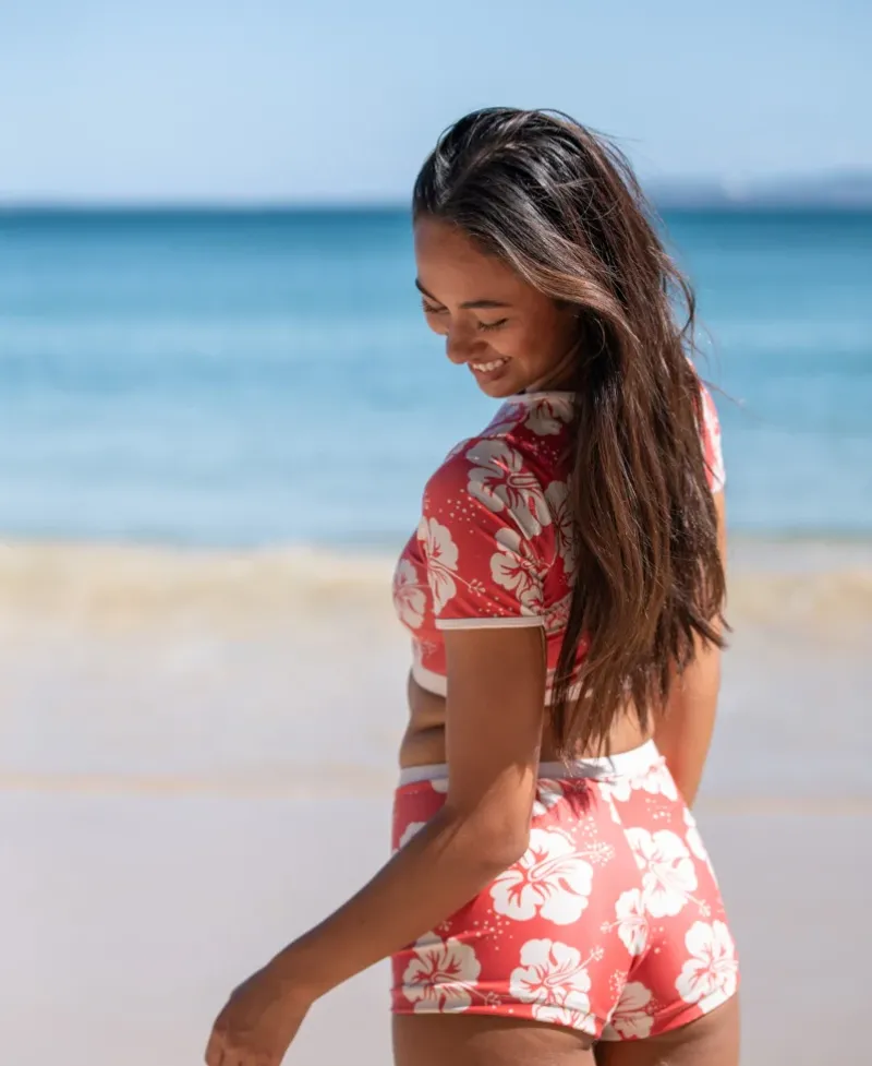 Women Golden Breed Swim-Jo Jo Short | Hibiscus Wash Red / Beige