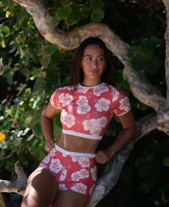 Women Golden Breed Swim-Jo Jo Short | Hibiscus Wash Red / Beige
