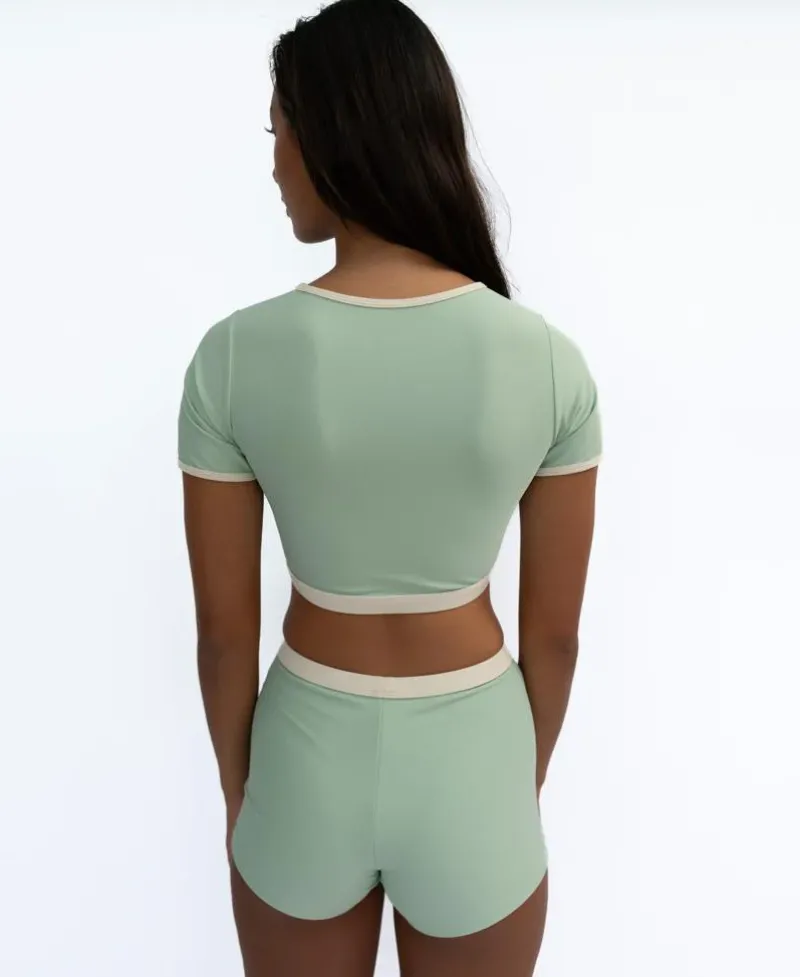Women Golden Breed Swim-Jo Jo Short Retro | Moss / Off White