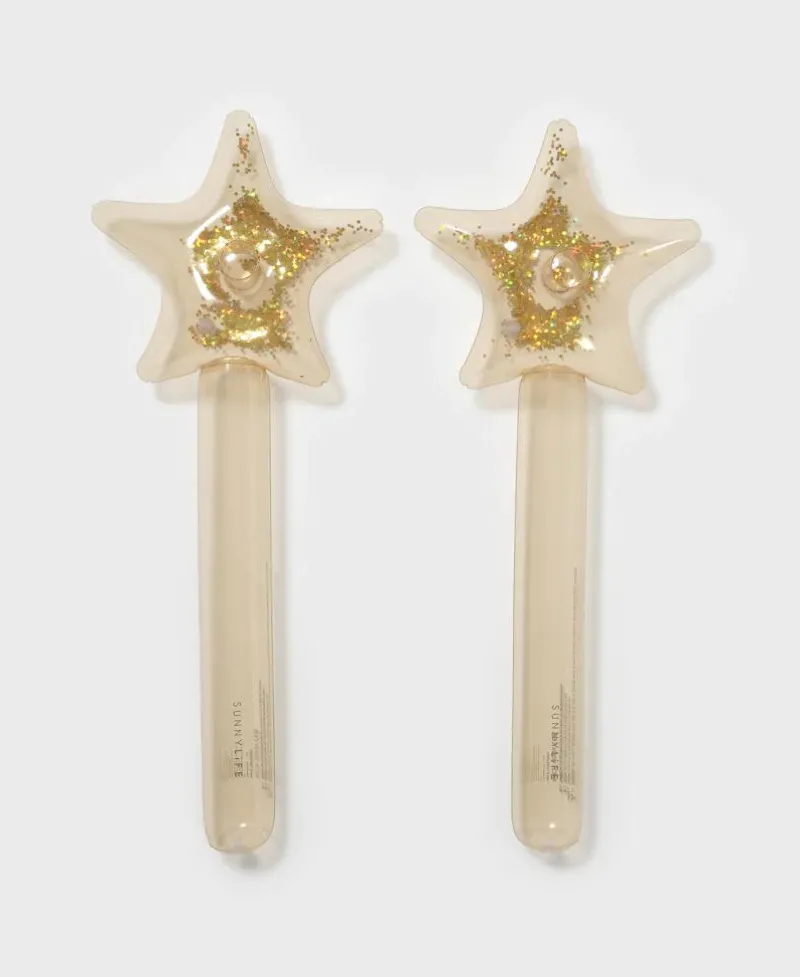 Golden Breed Sunny Life-Kids Inflatable Star Wand Princess Swan | Gold Set of 2