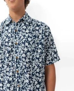 Golden Breed Hawaiian Shirts|Shirts-Liberty Floral Shirt | Vintage Navy