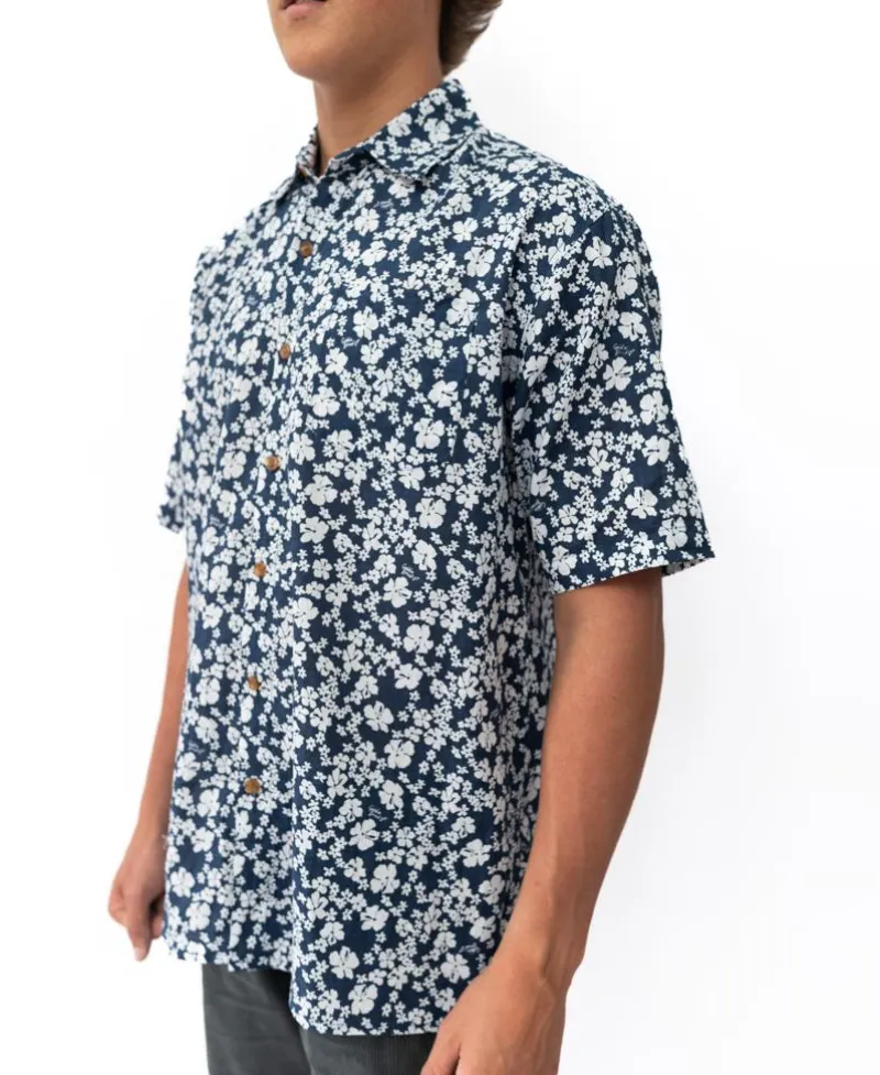 Golden Breed Hawaiian Shirts|Shirts-Liberty Floral Shirt | Vintage Navy