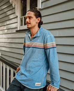 Golden Breed Hoodies & Sweats|Rag Tops-Long Island 1/4 Zip Rag Top | Sky Marle