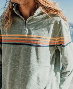 Golden Breed Hoodies & Sweats|Rag Tops-Long Island 1/4 Zip Rag Top | Surf Green Marle