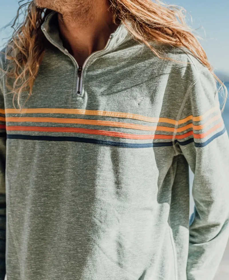Golden Breed Hoodies & Sweats|Rag Tops-Long Island 1/4 Zip Rag Top | Surf Green Marle