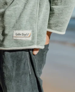Golden Breed Hoodies & Sweats|Rag Tops-Long Island 1/4 Zip Rag Top | Surf Green Marle