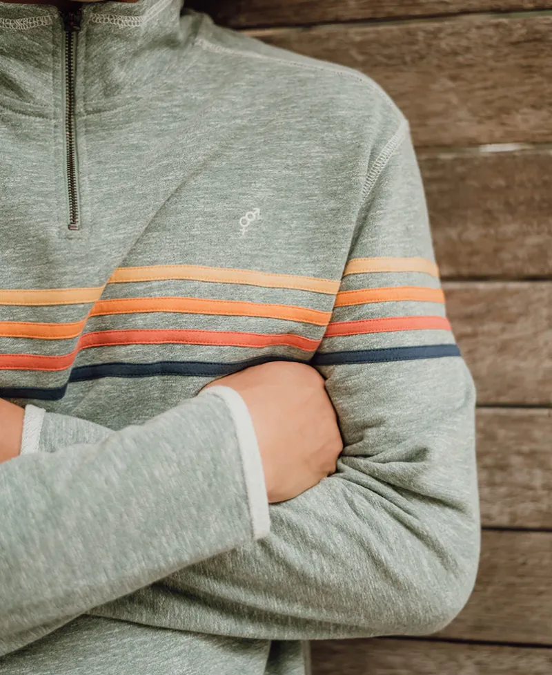 Golden Breed Hoodies & Sweats|Rag Tops-Long Island 1/4 Zip Rag Top | Surf Green Marle