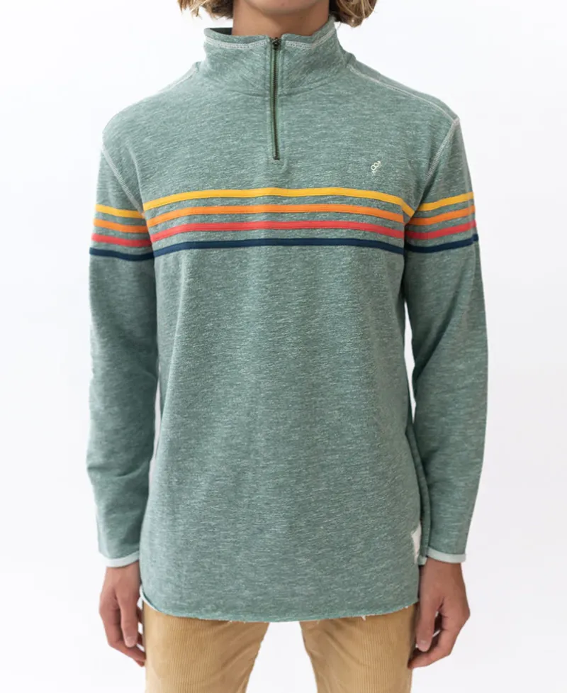Golden Breed Hoodies & Sweats|Rag Tops-Long Island 1/4 Zip Rag Top | Surf Green Marle