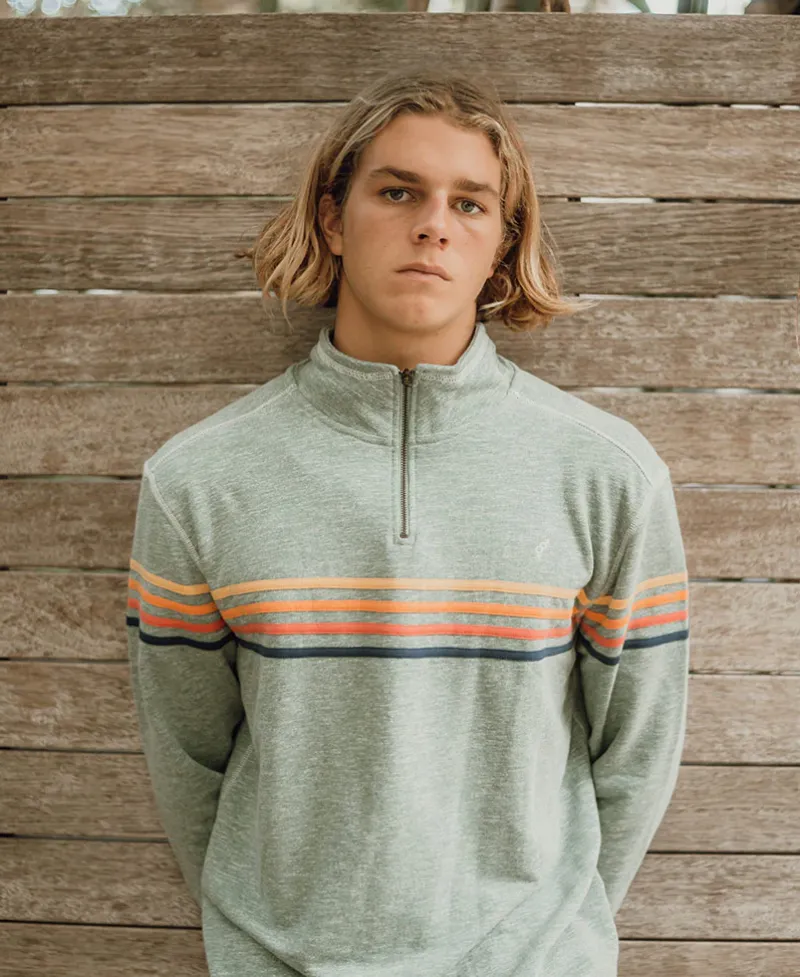Golden Breed Hoodies & Sweats|Rag Tops-Long Island 1/4 Zip Rag Top | Surf Green Marle