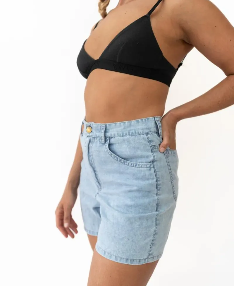 Women Golden Breed Shorts-Lyla Short | Wash Blue Linen