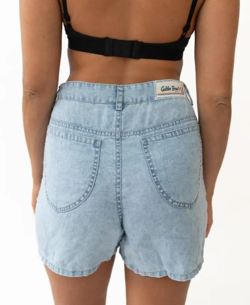 Women Golden Breed Shorts-Lyla Short | Wash Blue Linen