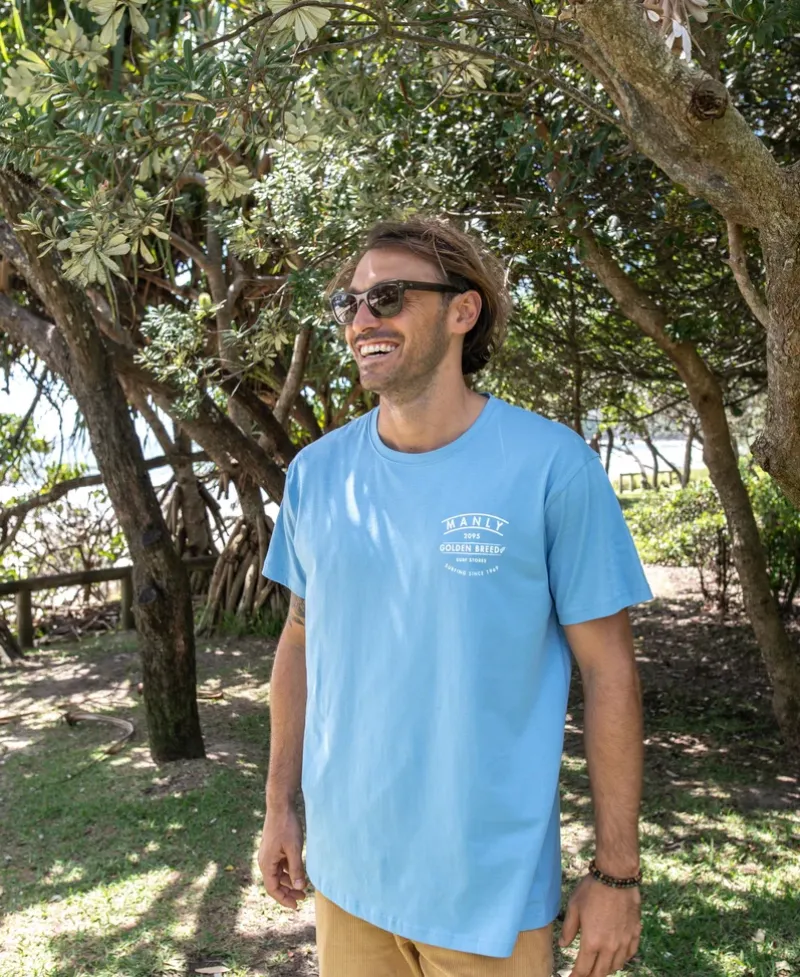 Golden Breed Tees-Manly Boards Tee | Azure Blue