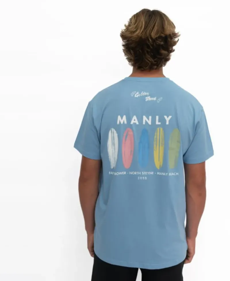 Golden Breed Tees-Manly Boards Tee | Azure Blue