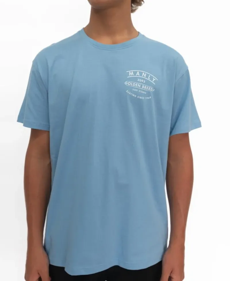 Golden Breed Tees-Manly Boards Tee | Azure Blue