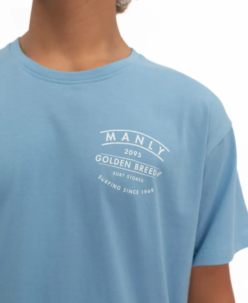 Golden Breed Tees-Manly Boards Tee | Azure Blue