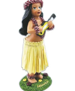 Golden Breed Hula Dolls-Mini Hula Ukulele Nat Skt