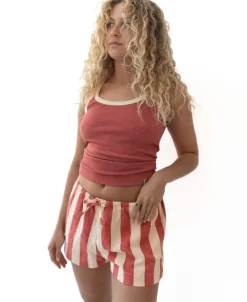 Women Golden Breed Shorts-Molly Short | Wash Red/Beige