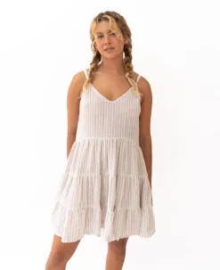 Women Golden Breed Dresses-Nina Baby-doll Dress | Off White Stripe