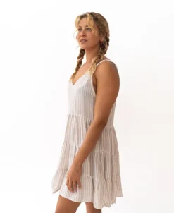 Women Golden Breed Dresses-Nina Baby-doll Dress | Off White Stripe