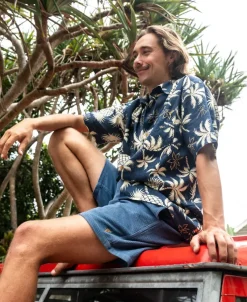 Golden Breed Hawaiian Shirts|Shirts-Pine-Palm Shirt | Vintage Navy
