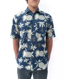 Golden Breed Hawaiian Shirts|Shirts-Pine-Palm Shirt | Vintage Navy