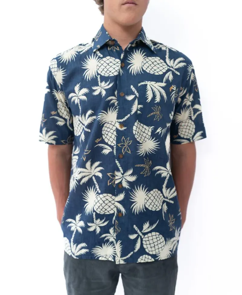 Golden Breed Hawaiian Shirts|Shirts-Pine-Palm Shirt | Vintage Navy