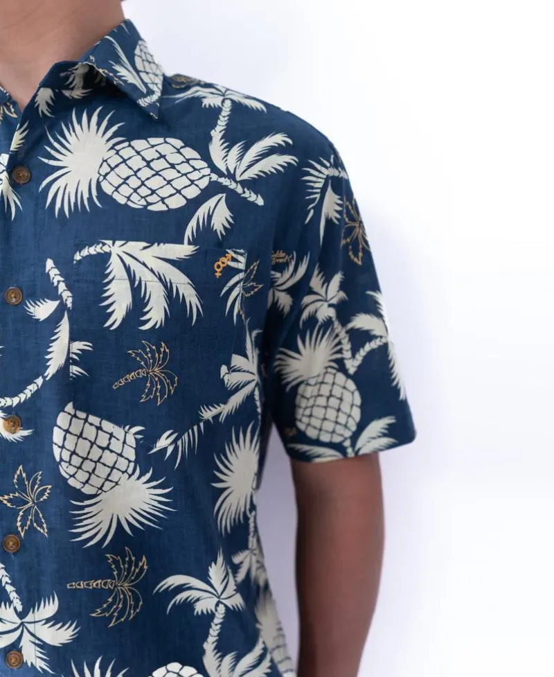 Golden Breed Hawaiian Shirts|Shirts-Pine-Palm Shirt | Vintage Navy